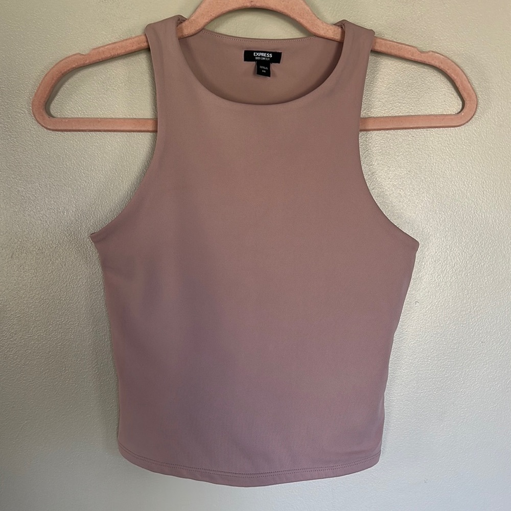 Express Body Contour High Compression High Neck Cropped Tank - XS